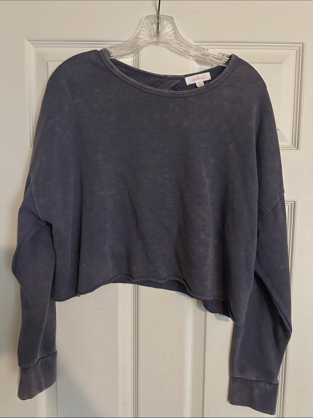 Colsie Washed Slate Blue backless Cropped Sweatshirt